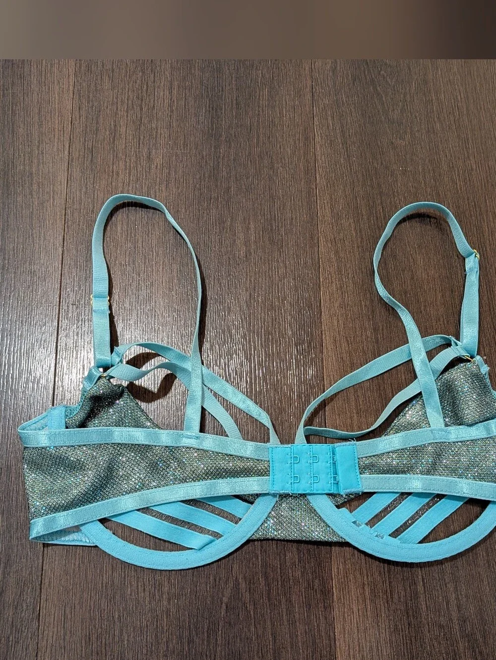 Roma Confidential sz. S teal strappy glitter bra